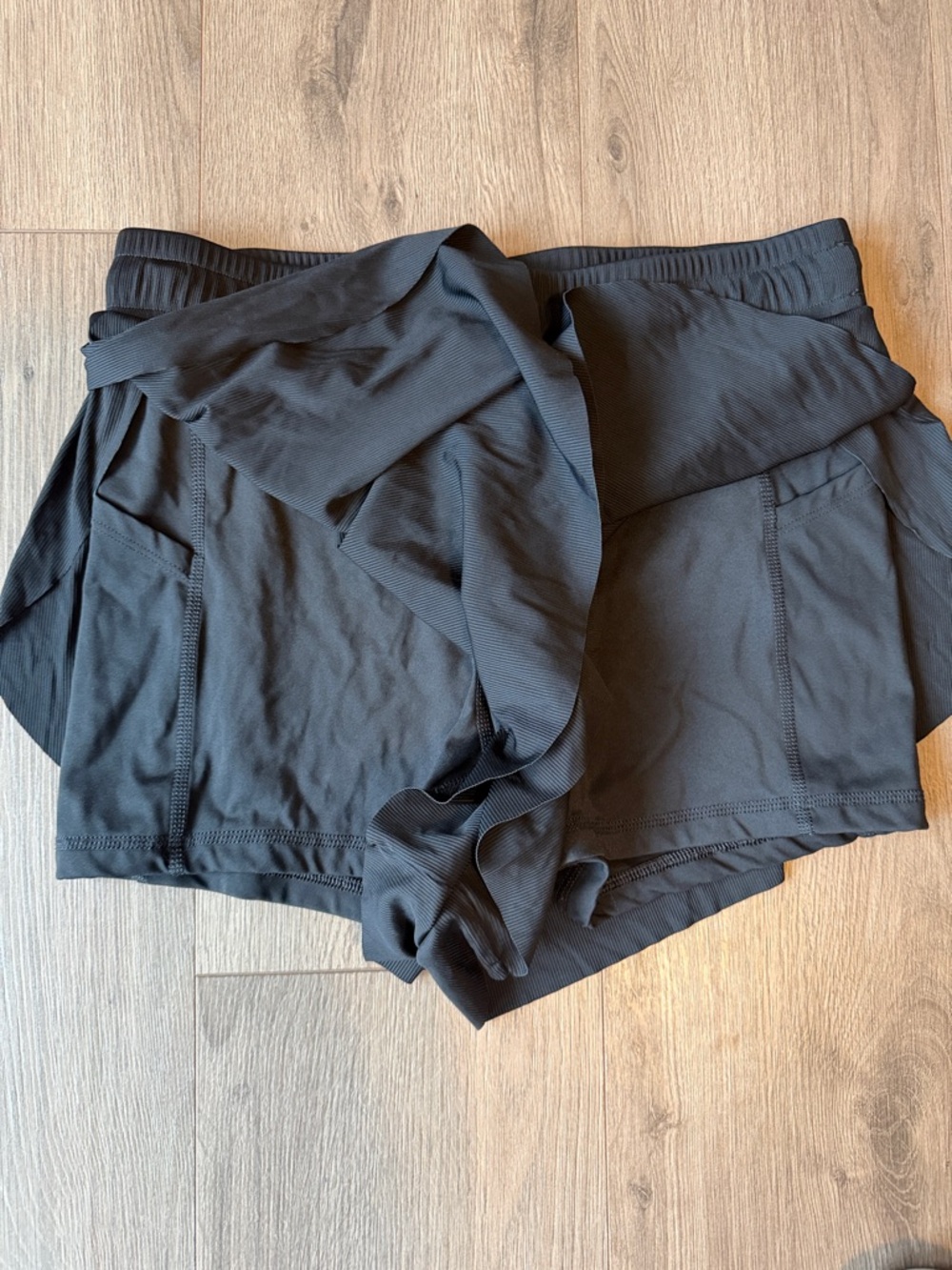Joy Lab Black Athletic Drawstring Flare Shorts - Picture 3 of 6